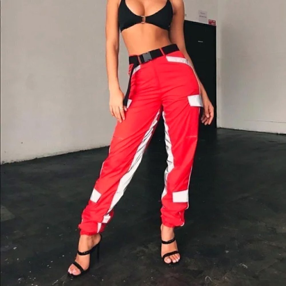 I.am.gia Halo Reflective Utility Red Pants Size Medium